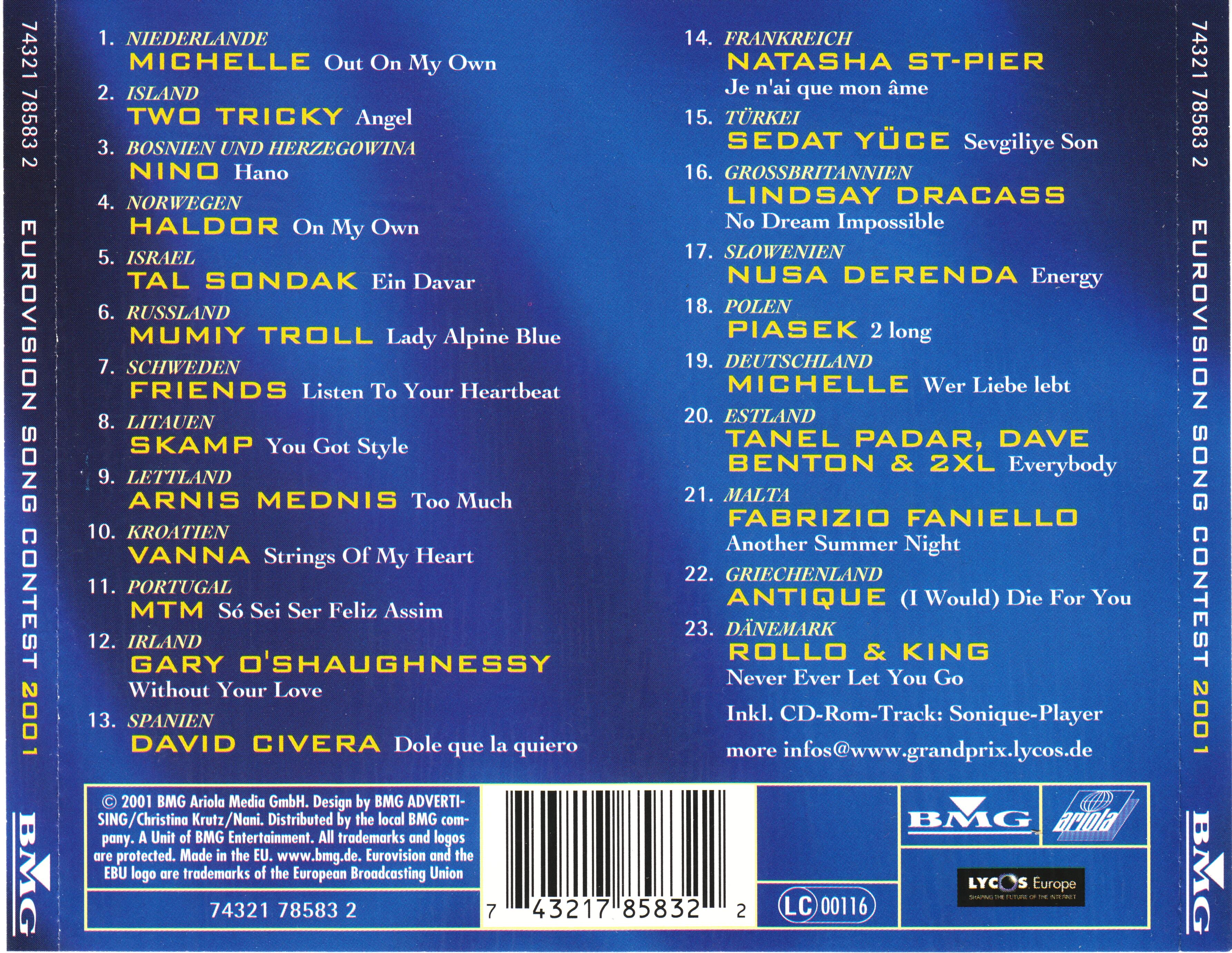 Eurovision Song Contest 2001; Copenhagen : Back